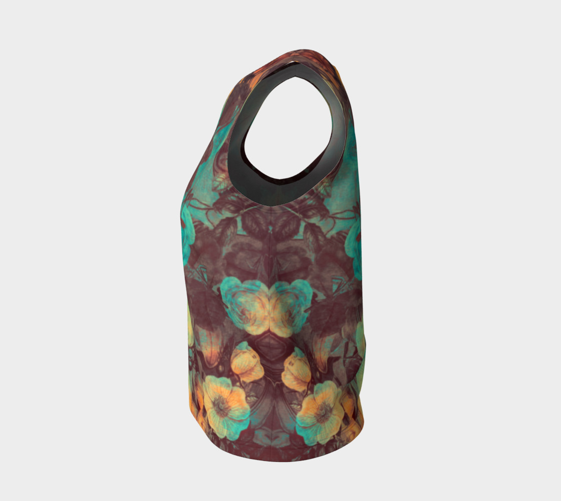flowers green loose tank top preview #3