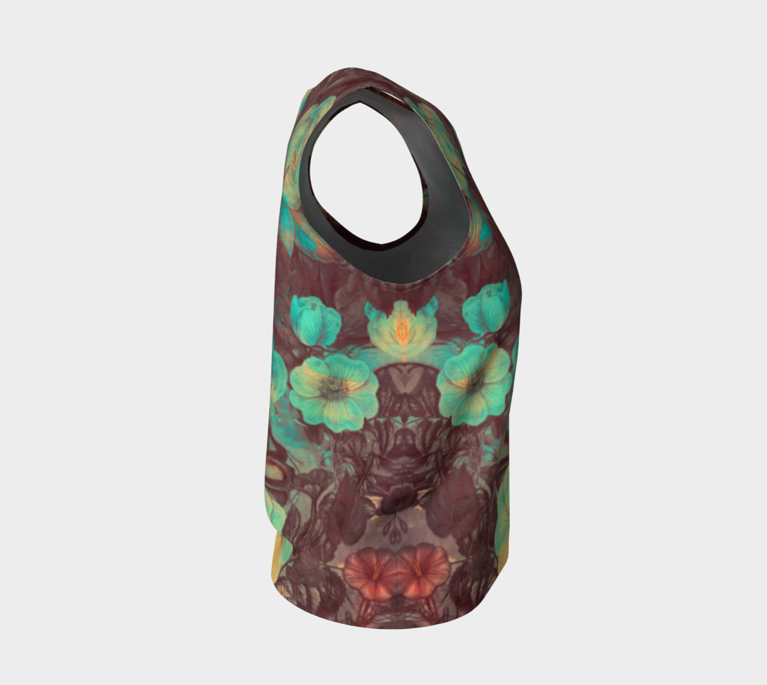 flowers green loose tank top preview #4