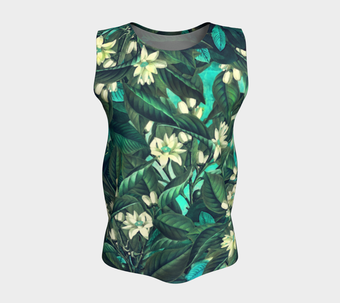flowers green white loose tank top preview #5