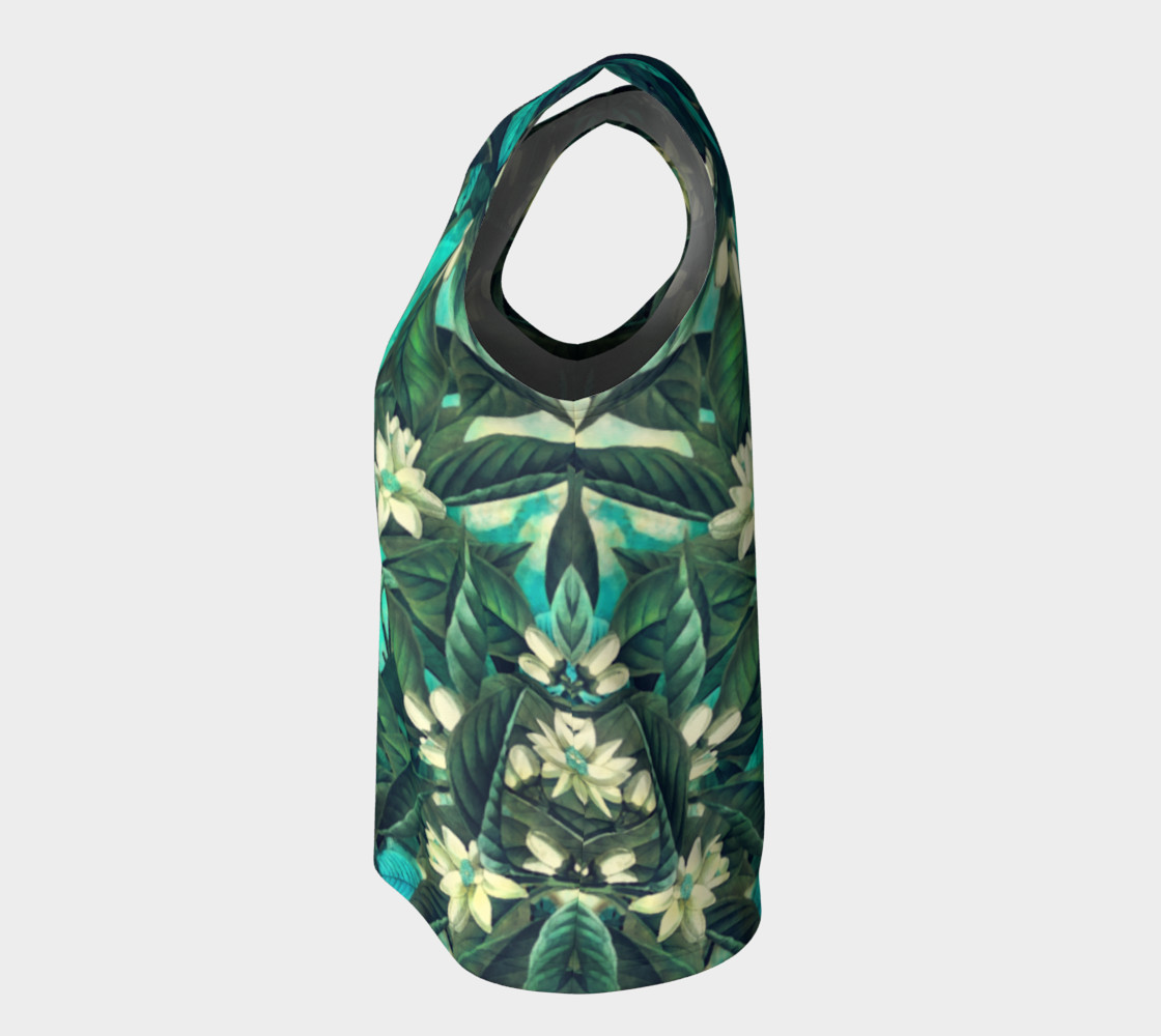 flowers green white loose tank top preview #7