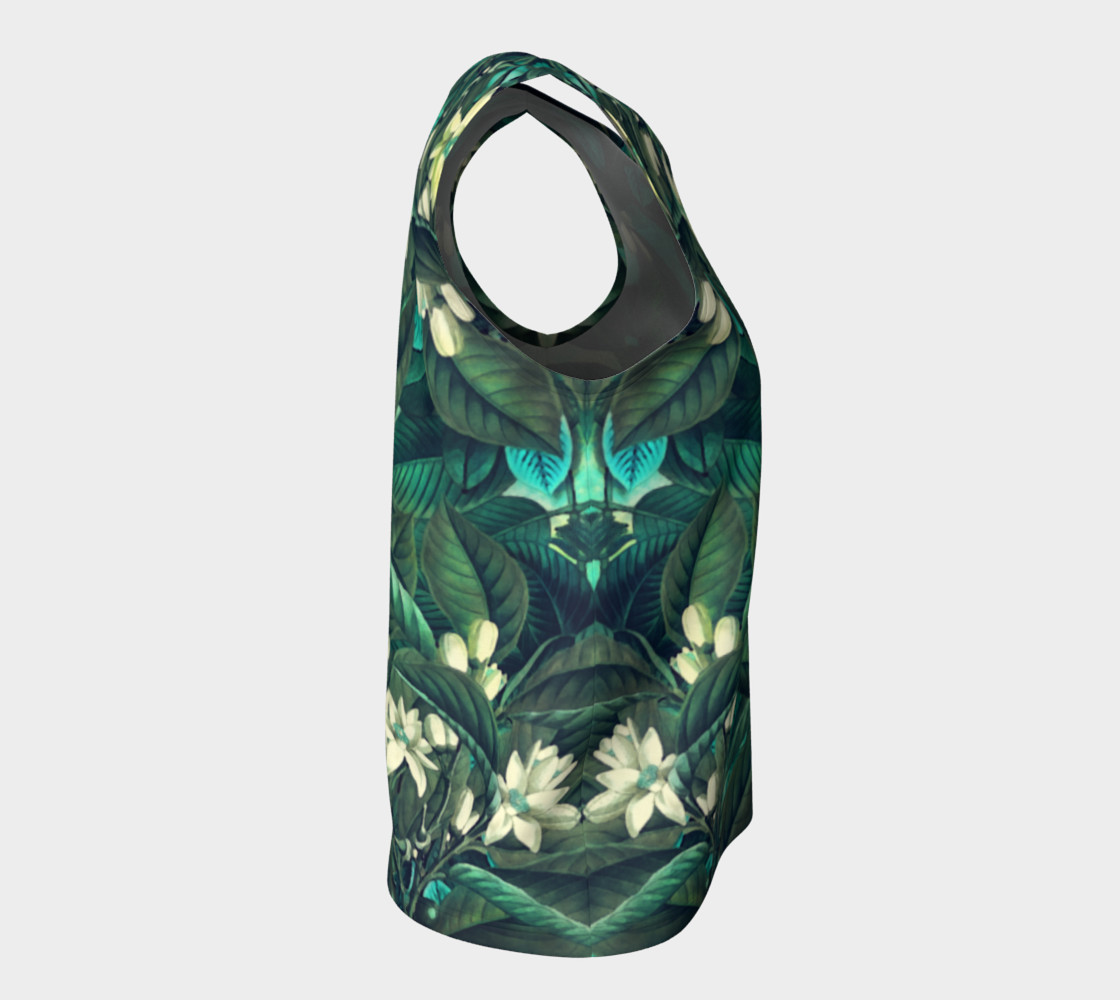 flowers green white loose tank top preview #8
