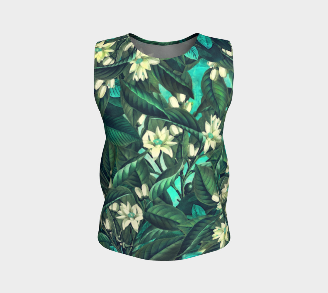 flowers green white loose tank top preview #1