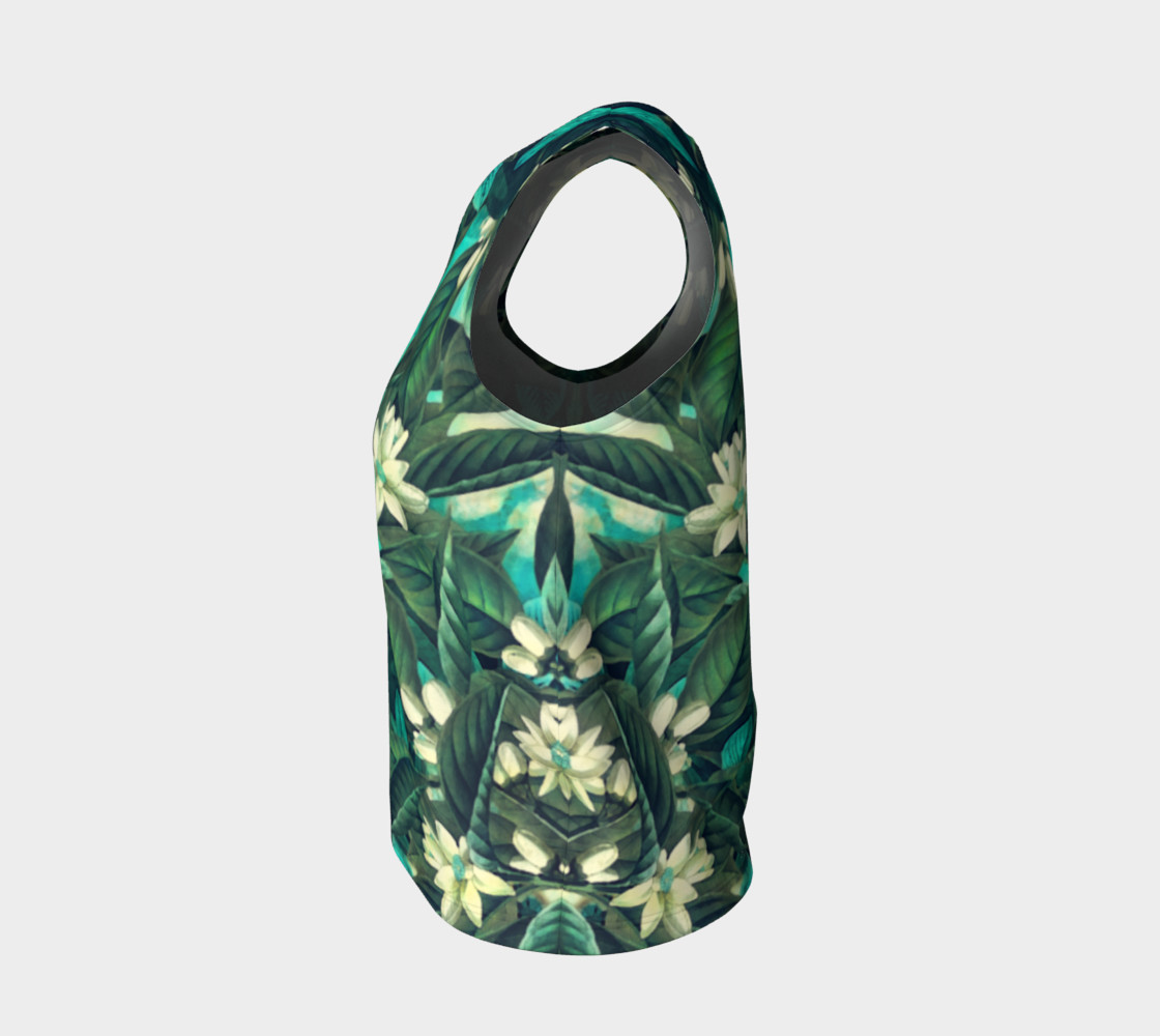 flowers green white loose tank top preview #3