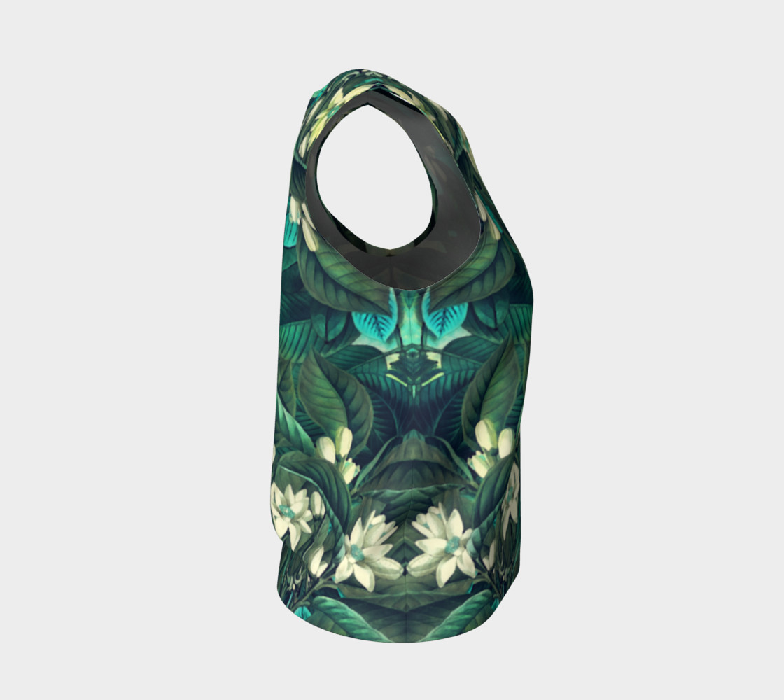 flowers green white loose tank top preview #4