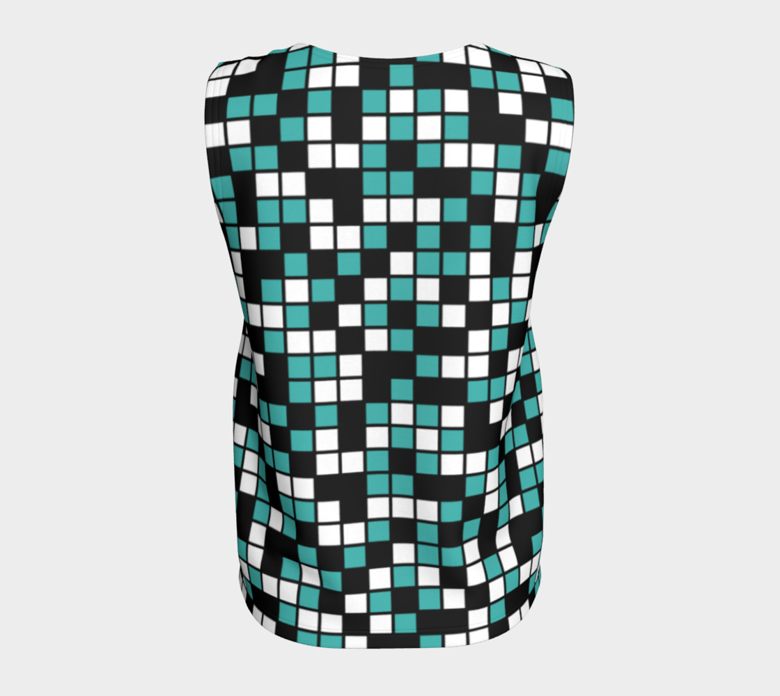 Aperçu de Verdigris, Black, and White Random Mosaic Squares #6