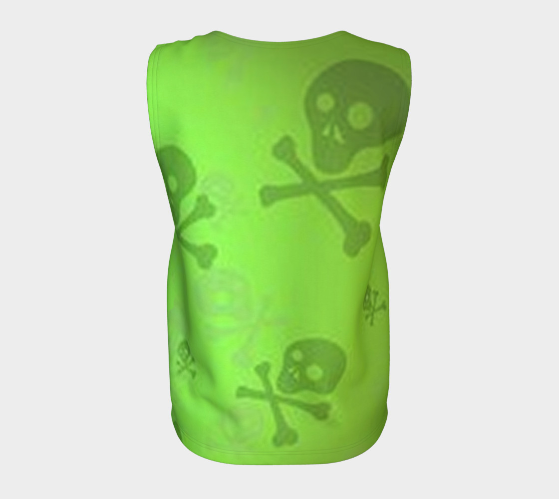 Cartoon Skull On Green Loose Tank Top preview #6