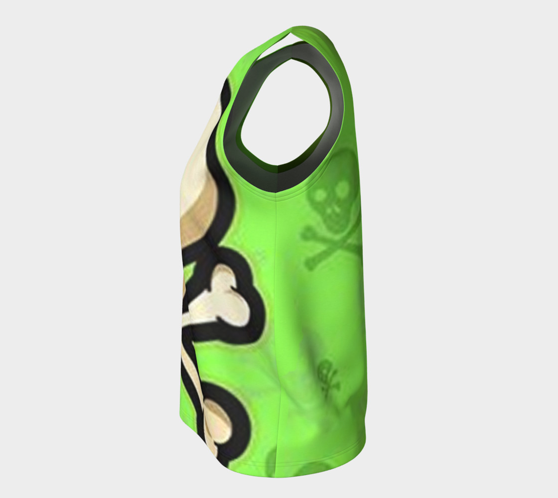 Cartoon Skull On Green Loose Tank Top preview #7