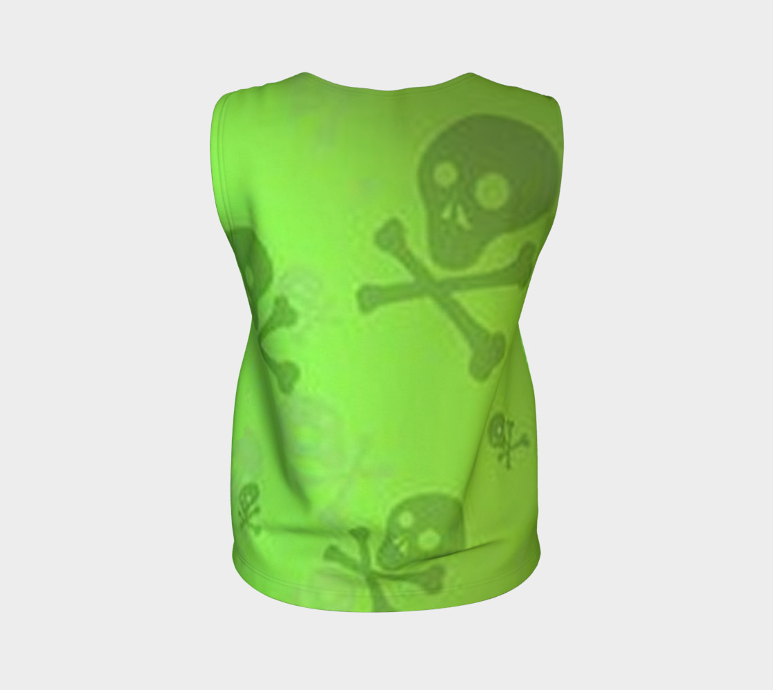 Cartoon Skull On Green Loose Tank Top preview #2