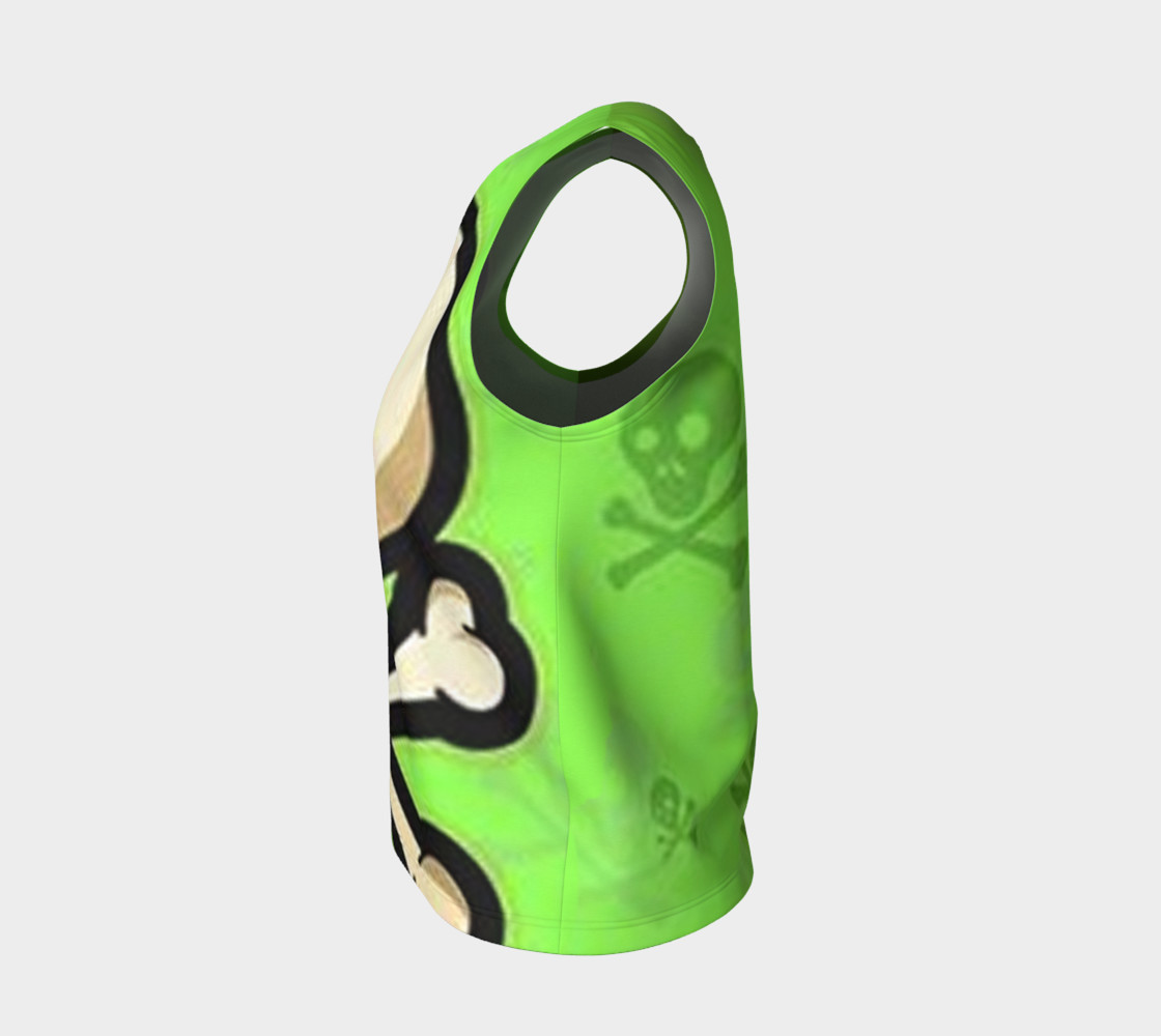 Cartoon Skull On Green Loose Tank Top preview #3