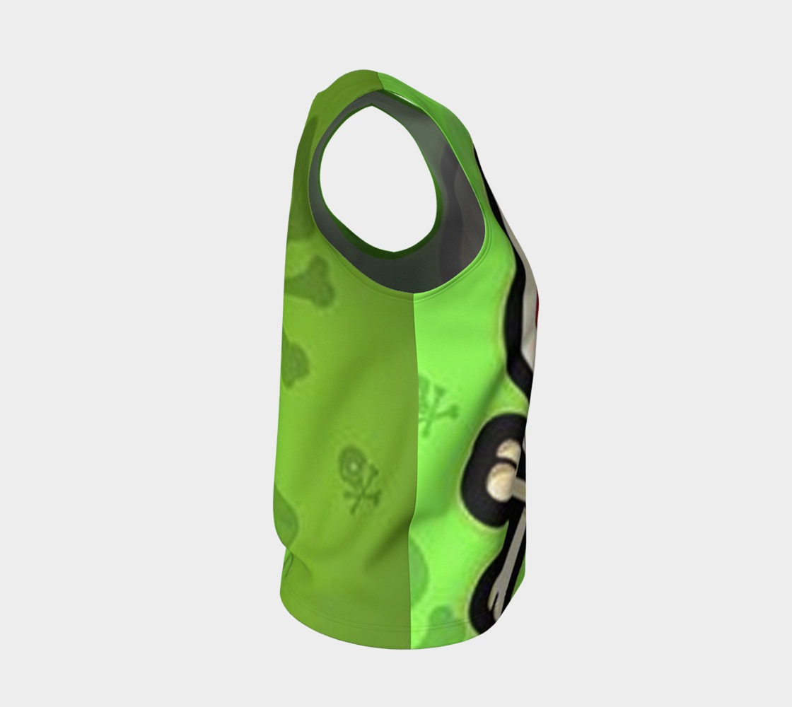 Cartoon Skull On Green Loose Tank Top preview #4