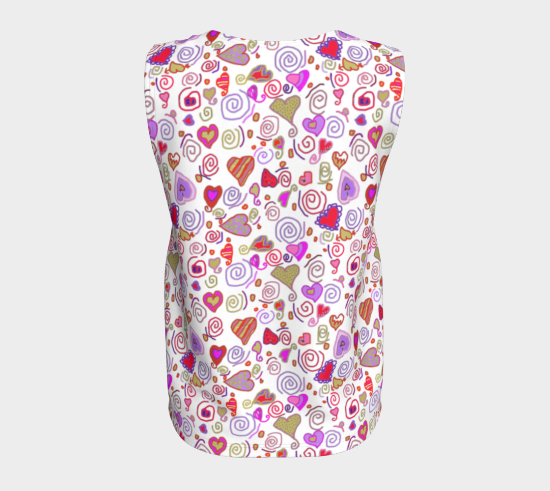Romantic Gold Red Hearts And Swirls Loose Tank Top thumbnail #7