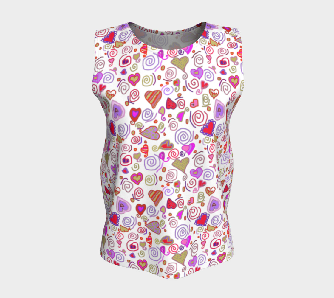Romantic Gold Red Hearts And Swirls Loose Tank Top thumbnail #6