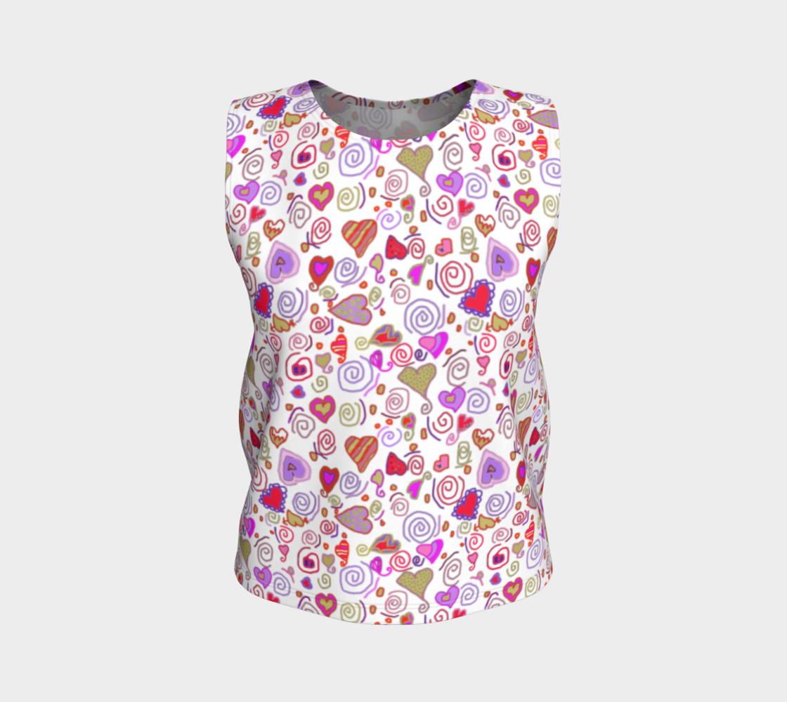 Romantic Gold Red Hearts And Swirls Loose Tank Top preview #1