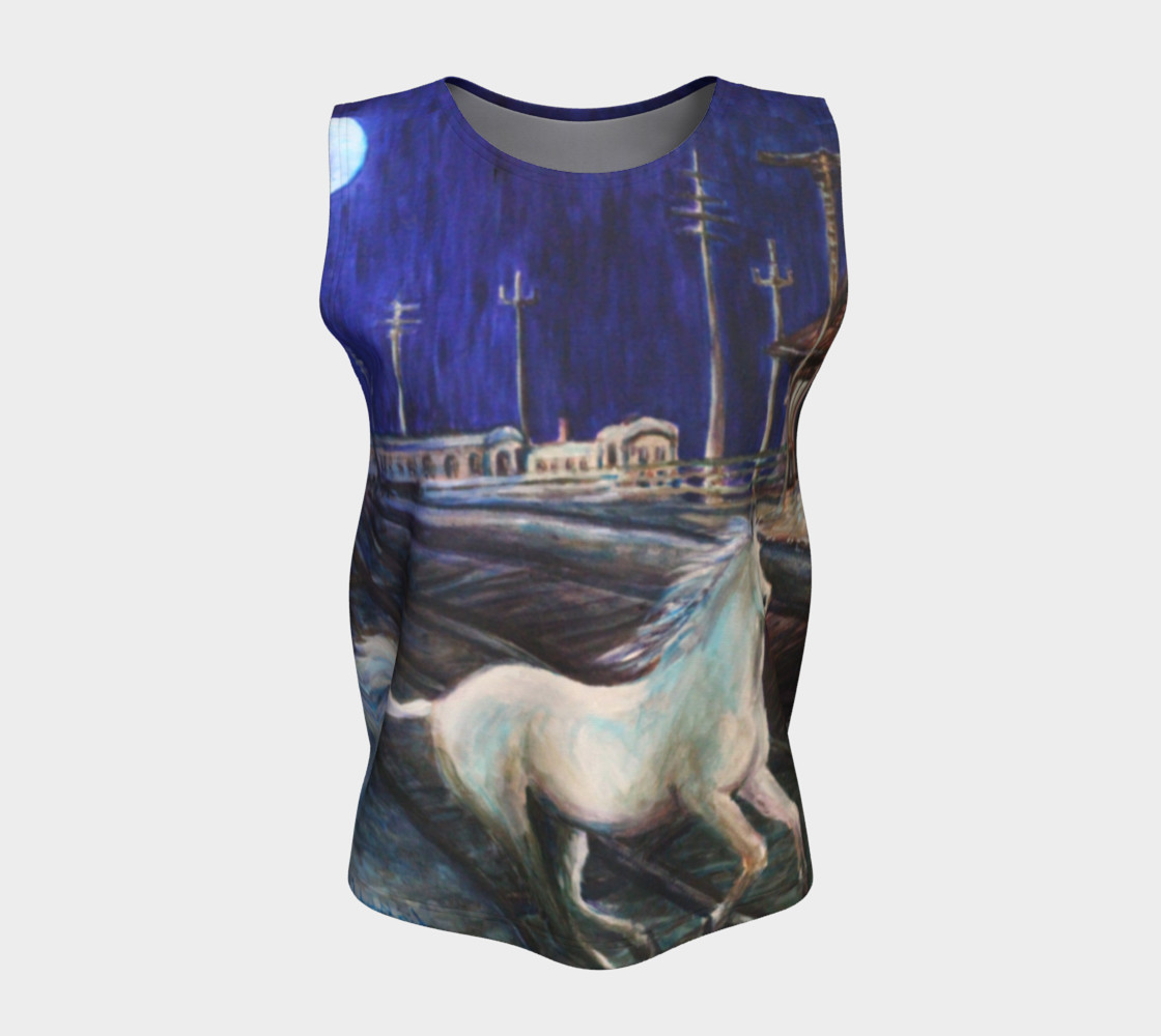 Horse in the Moonlight Loose Tank Top preview #5