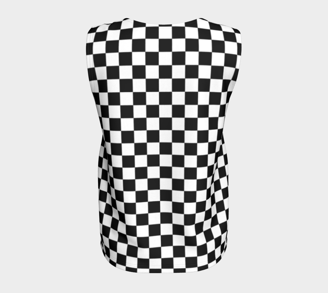 Black White Checker Board Pattern Loose Tank Top preview #6