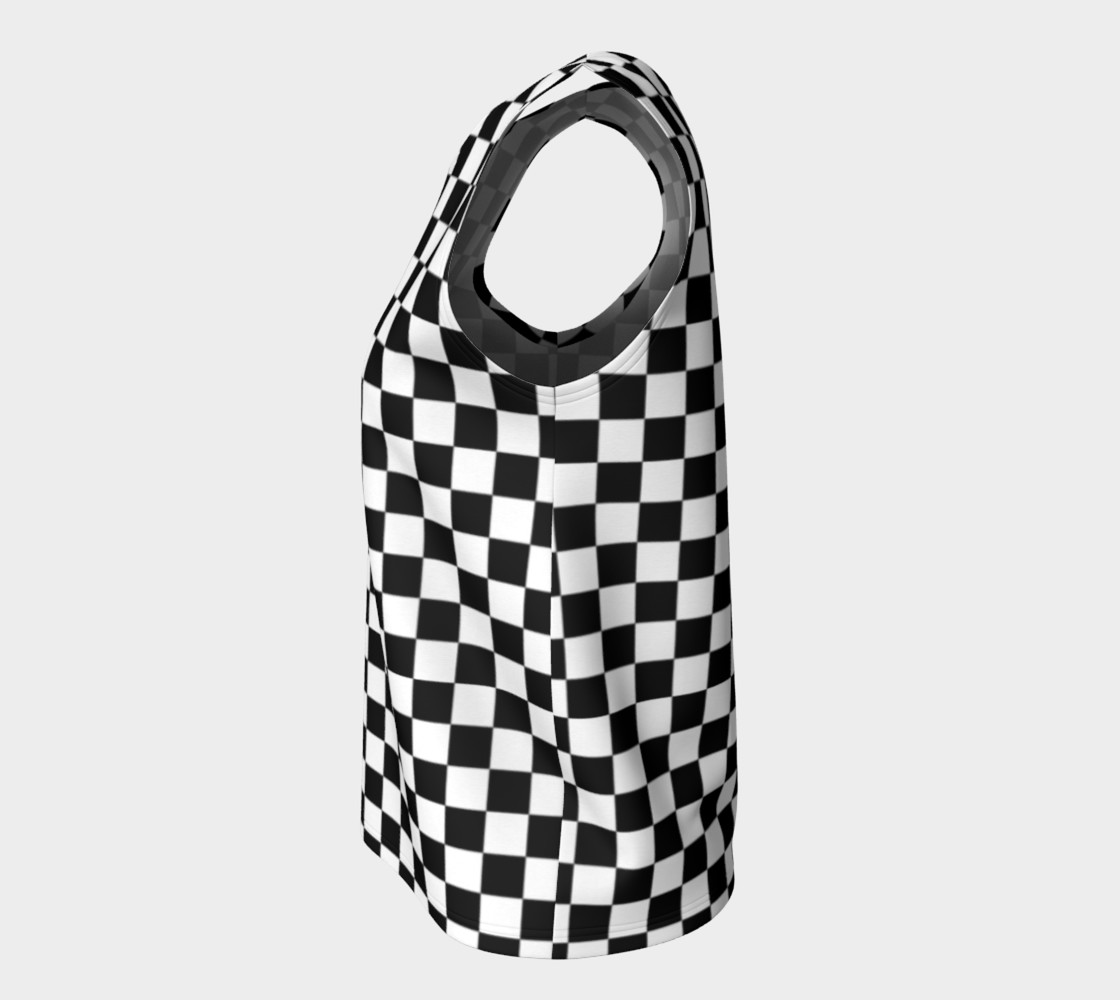 Black White Checker Board Pattern Loose Tank Top preview #7