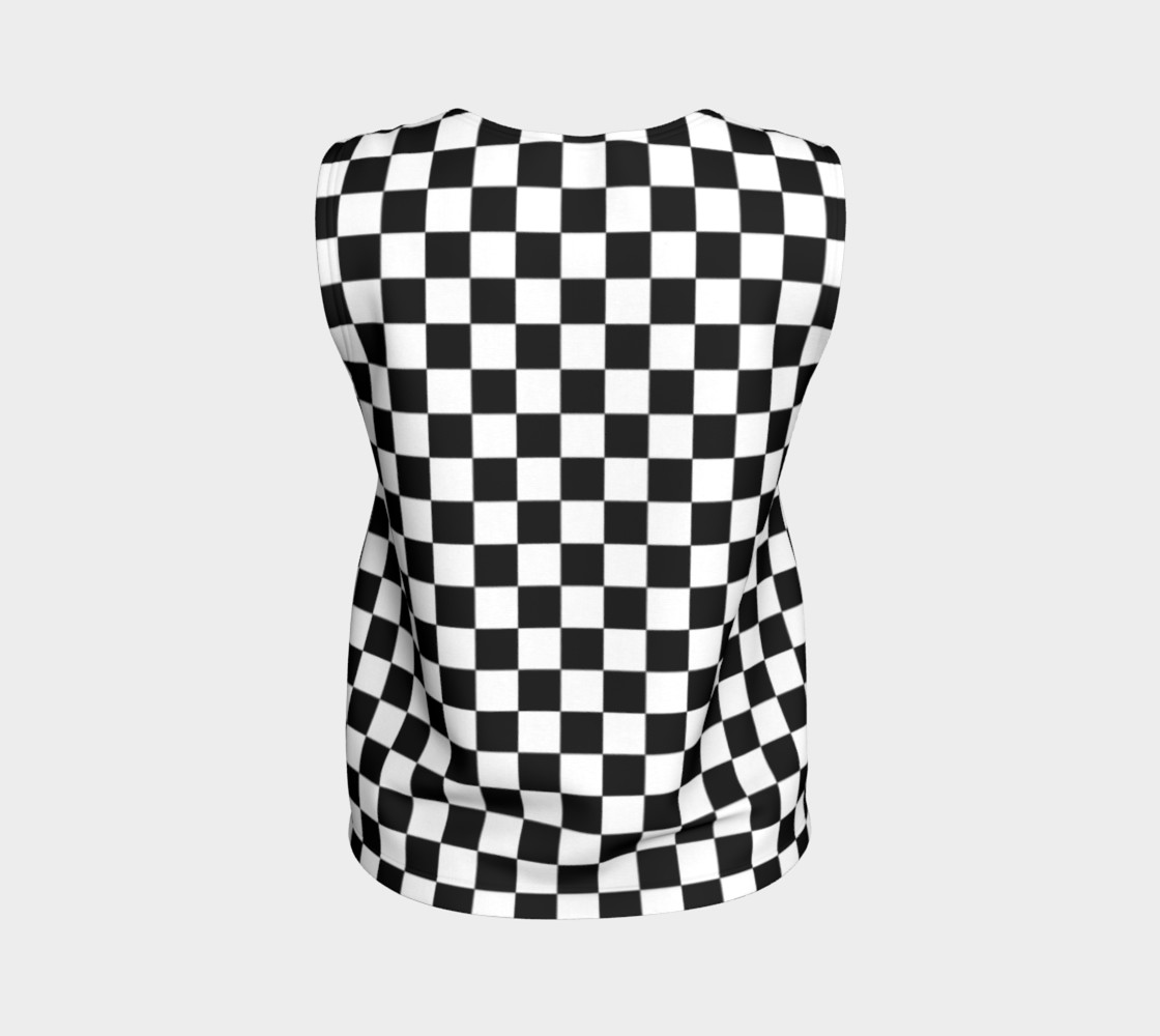 Black White Checker Board Pattern Loose Tank Top thumbnail #3