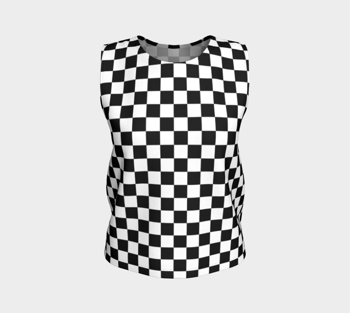 Black White Checker Board Pattern Loose Tank Top thumbnail #2