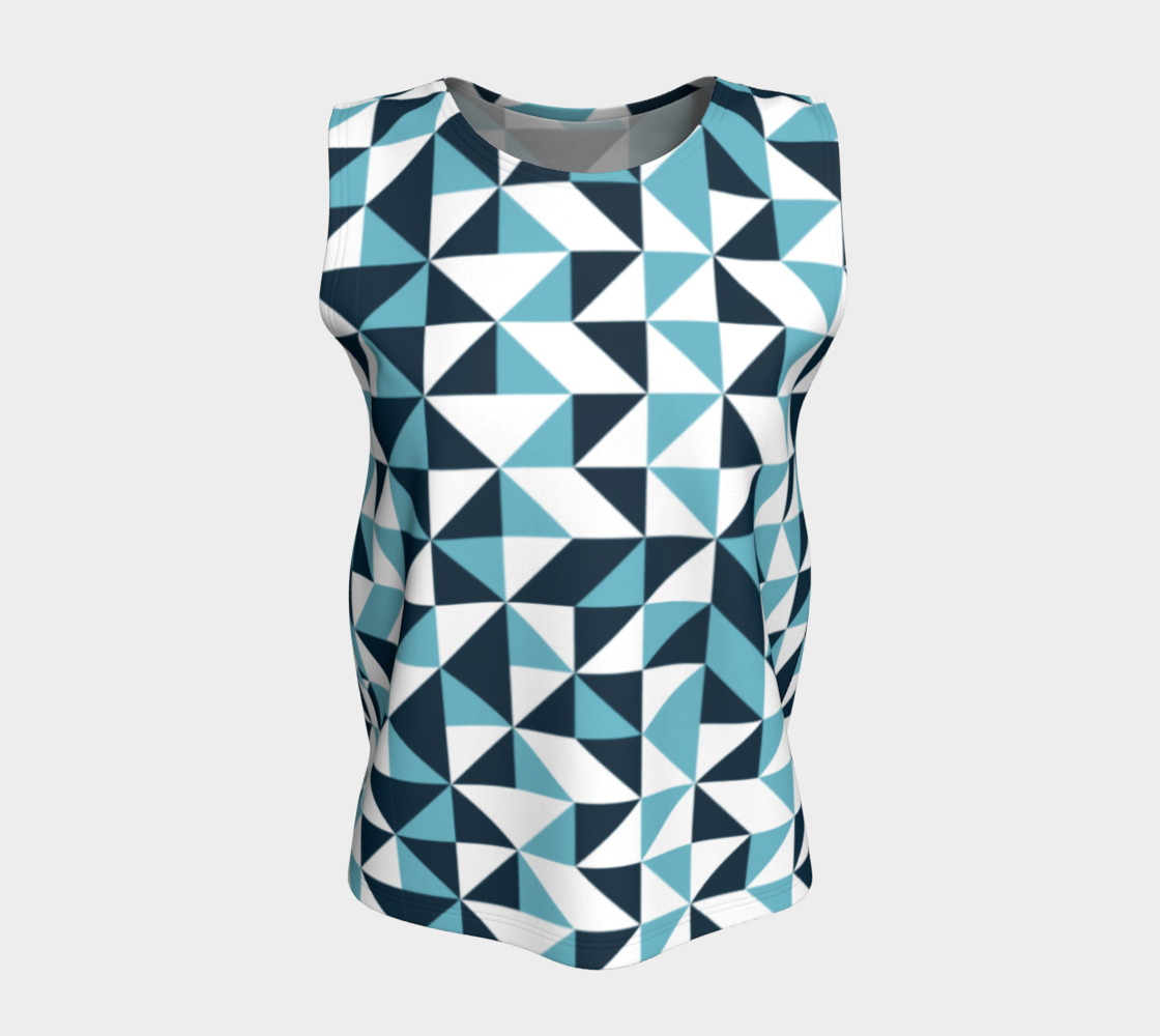 Blue Triangles Loose Tank Top preview #5