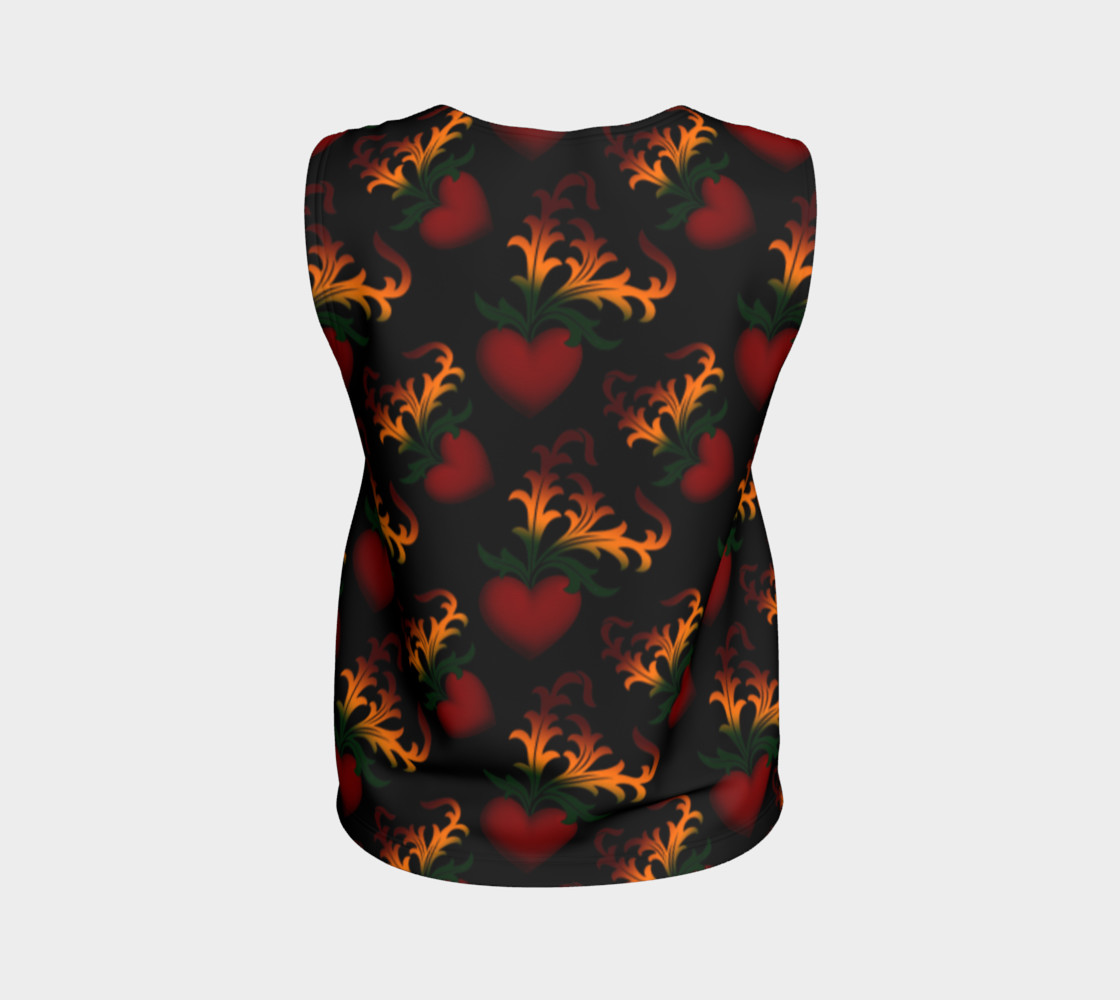 Flourish Hearts On Black Loose Tank Top preview #2