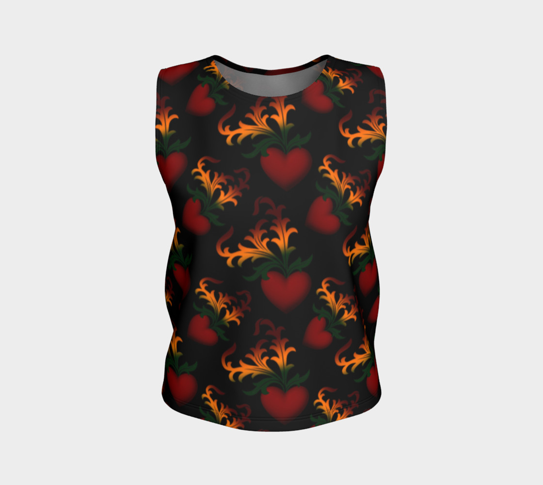 Flourish Hearts On Black Loose Tank Top 3D preview