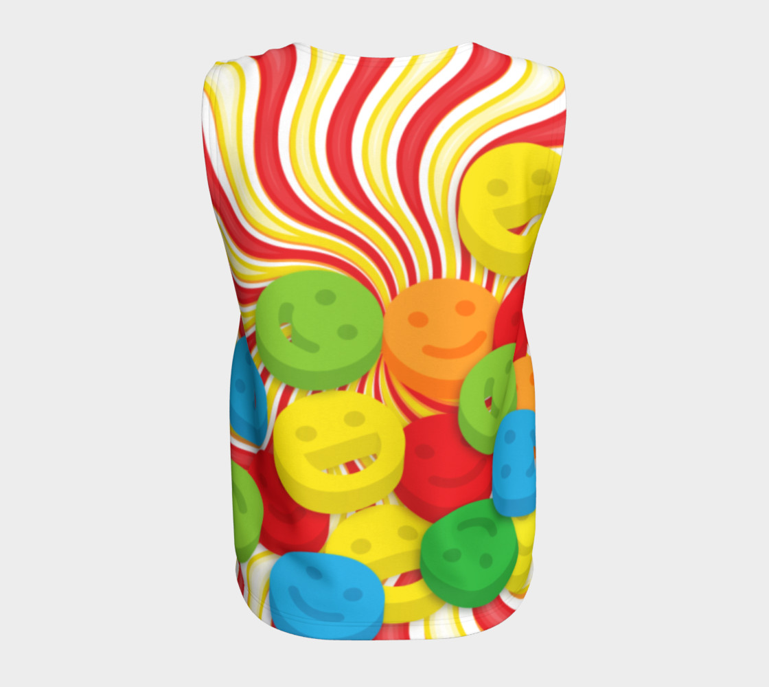Aperçu de Rainbow Candy Swirls and Smiley Face Emojis Loose Tank Top #6