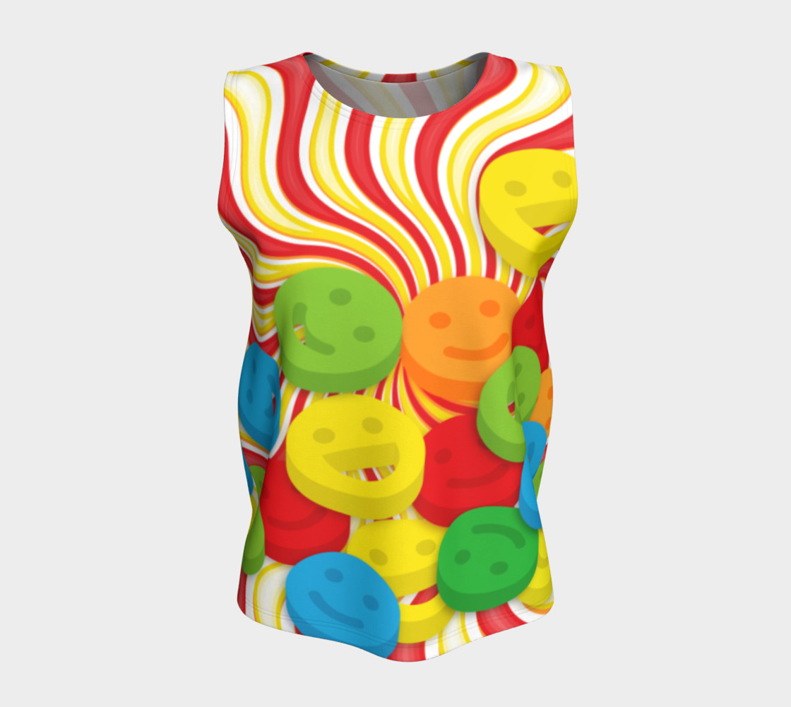 Aperçu de Rainbow Candy Swirls and Smiley Face Emojis Loose Tank Top #5