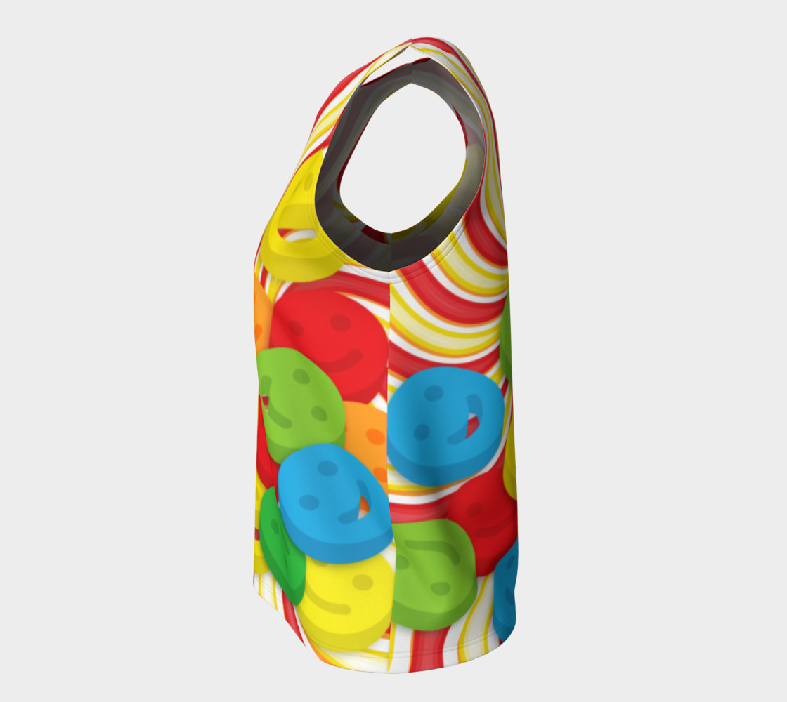 Aperçu de Rainbow Candy Swirls and Smiley Face Emojis Loose Tank Top #7