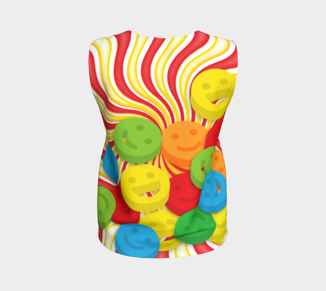 Aperçu de Rainbow Candy Swirls and Smiley Face Emojis Loose Tank Top #2