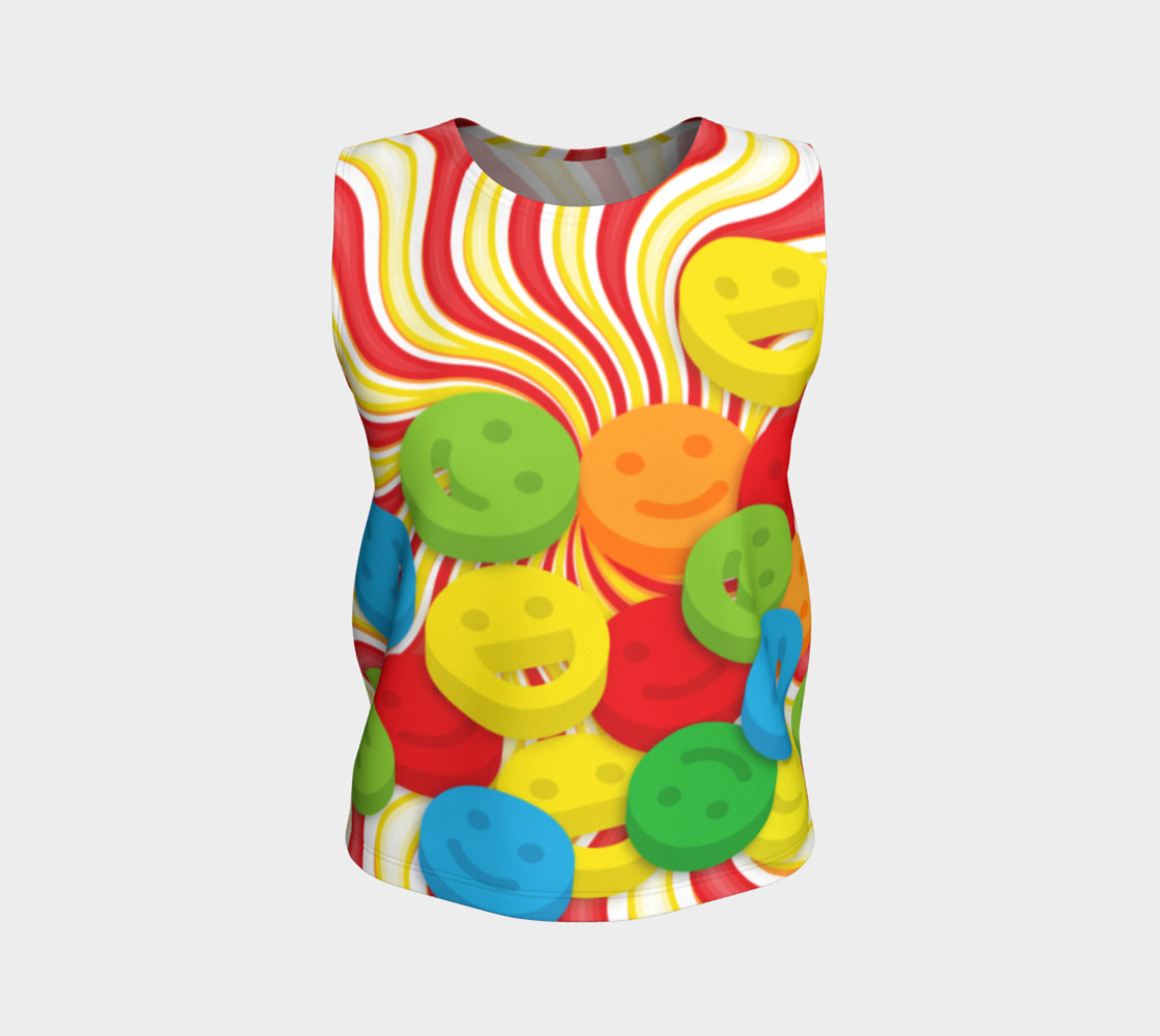 Aperçu de Rainbow Candy Swirls and Smiley Face Emojis Loose Tank Top #1