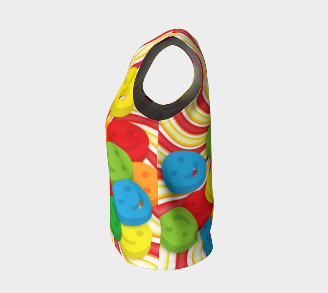 Aperçu de Rainbow Candy Swirls and Smiley Face Emojis Loose Tank Top #3