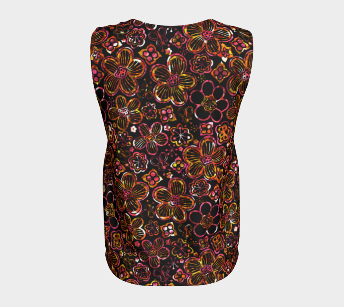 Aperçu de Colorful Stained Glass Look Whimsical Floral Loose Tank Top #6