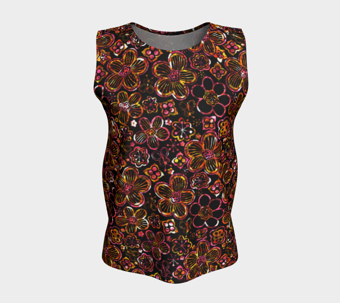 Aperçu de Colorful Stained Glass Look Whimsical Floral Loose Tank Top #5