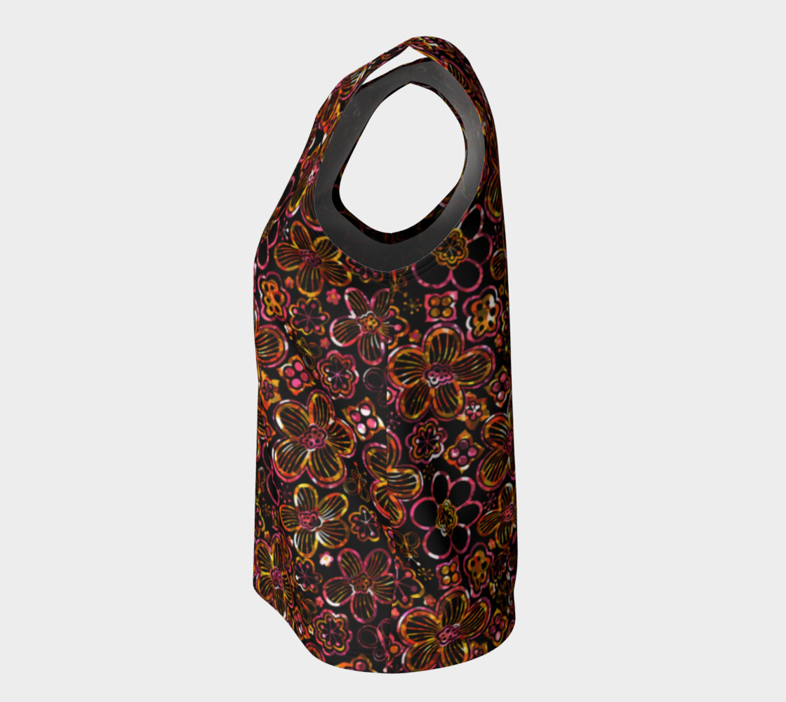 Aperçu de Colorful Stained Glass Look Whimsical Floral Loose Tank Top #7