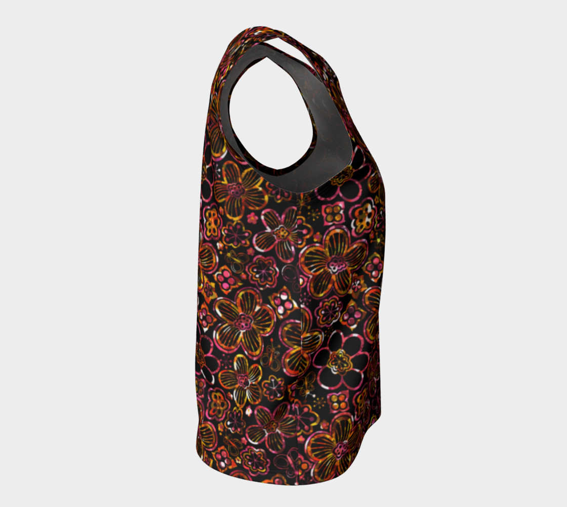 Aperçu de Colorful Stained Glass Look Whimsical Floral Loose Tank Top #8
