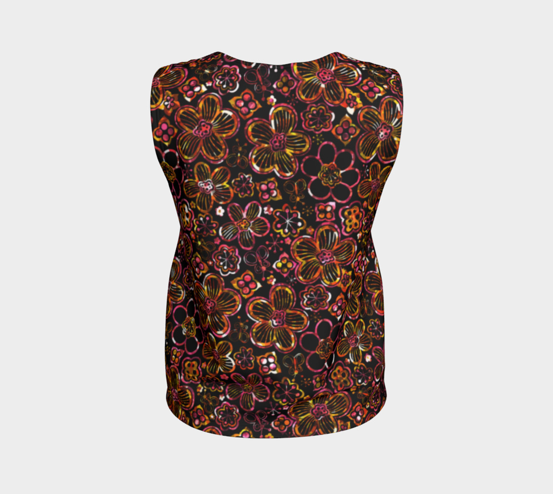 Aperçu de Colorful Stained Glass Look Whimsical Floral Loose Tank Top #2