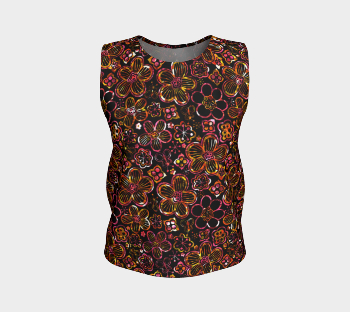 Aperçu de Colorful Stained Glass Look Whimsical Floral Loose Tank Top #1
