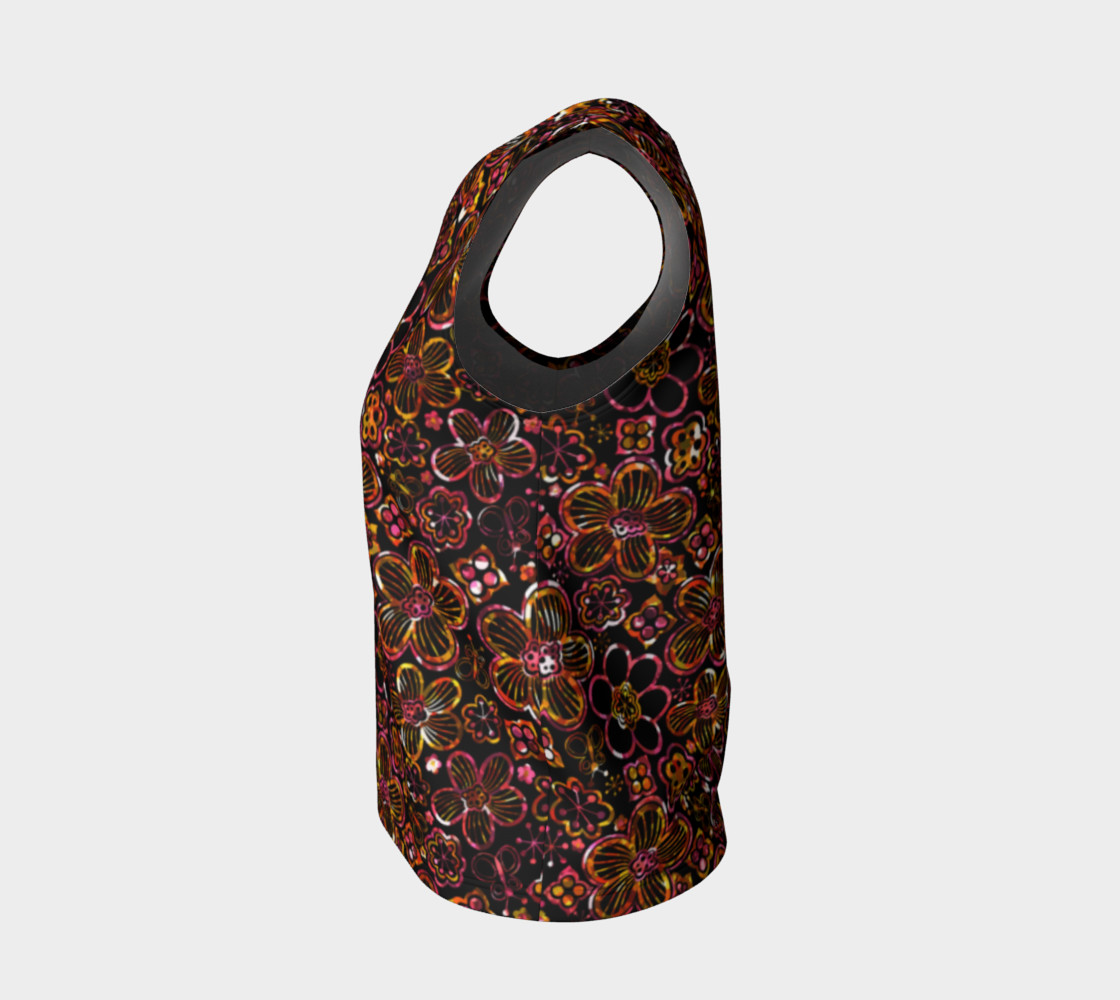 Aperçu de Colorful Stained Glass Look Whimsical Floral Loose Tank Top #3
