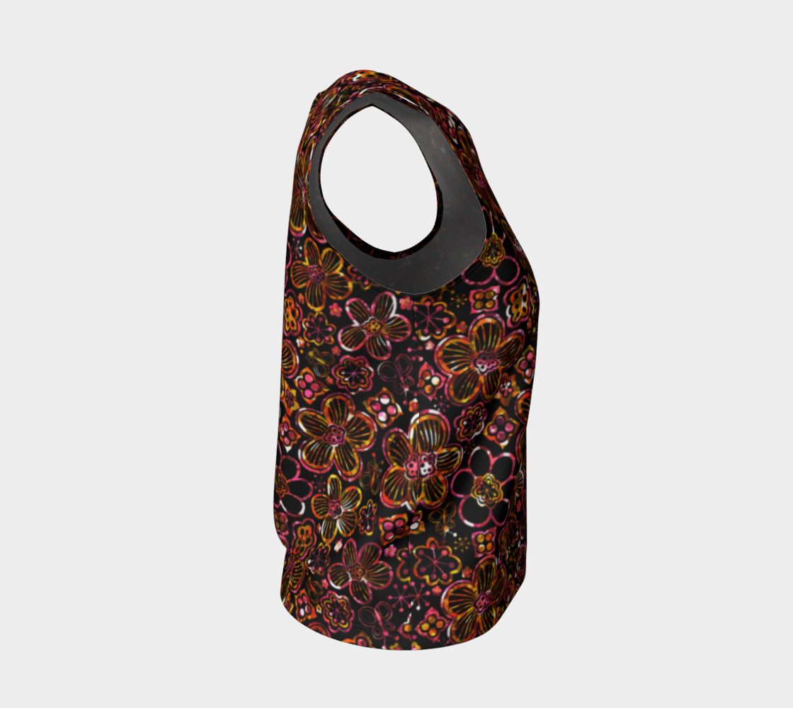 Aperçu de Colorful Stained Glass Look Whimsical Floral Loose Tank Top #4