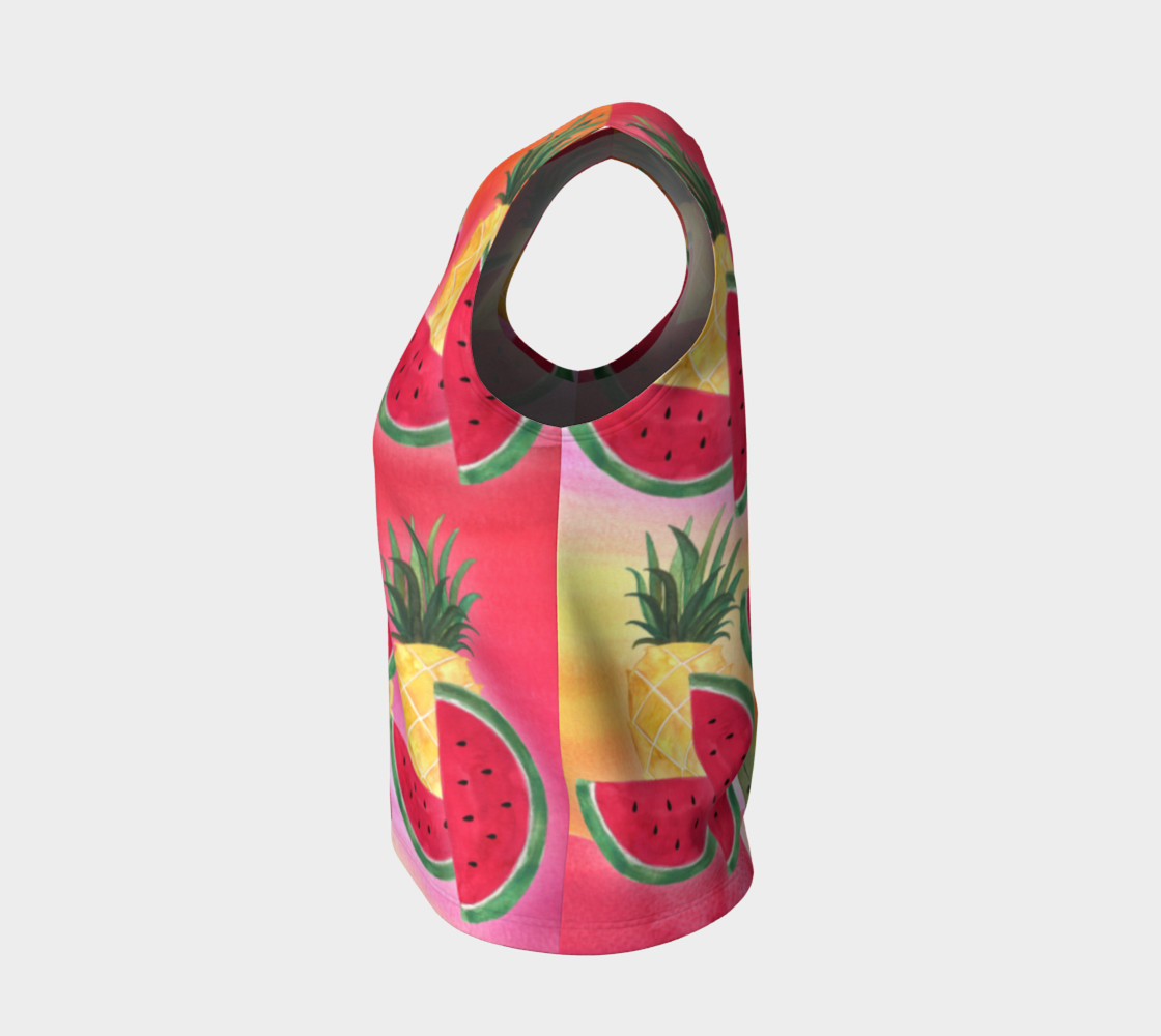 Aperçu de Watercolor Fruit Watermelon Pineapple Pear Cherry Loose Tank Top #3
