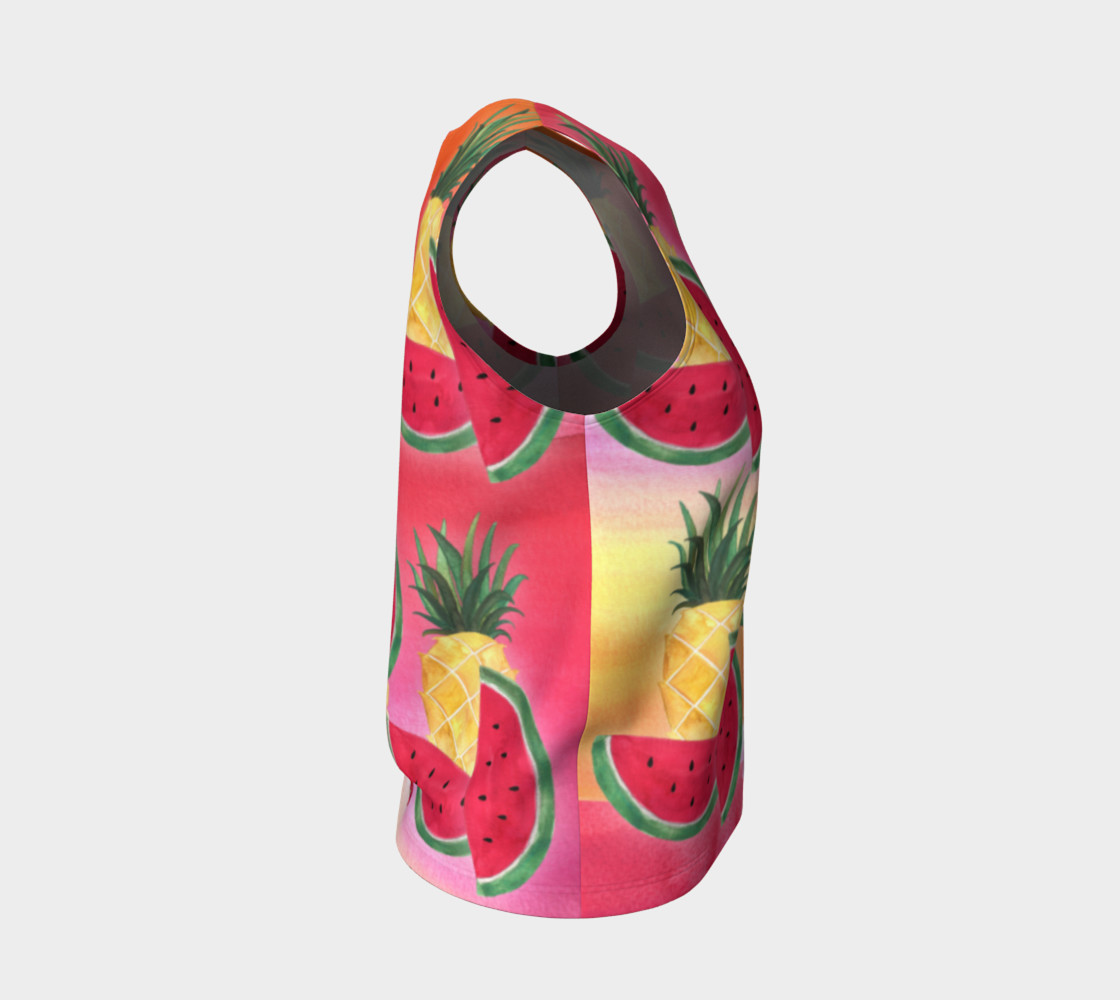 Aperçu de Watercolor Fruit Watermelon Pineapple Pear Cherry Loose Tank Top #4