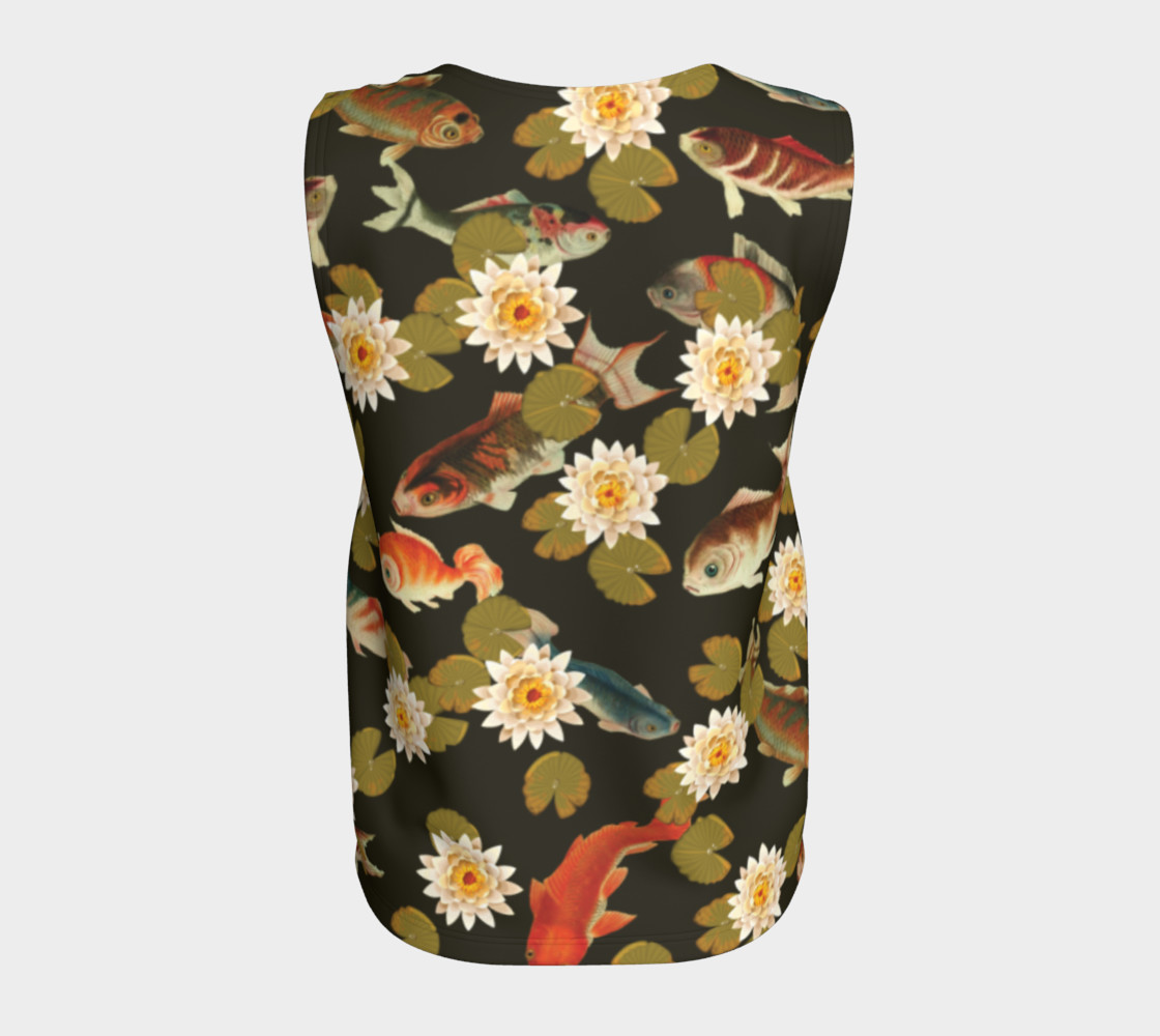 Koi & Lily Pads in Dark Water - Loose Tank Top preview #6