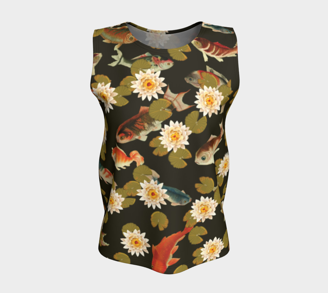 Koi & Lily Pads in Dark Water - Loose Tank Top preview #5
