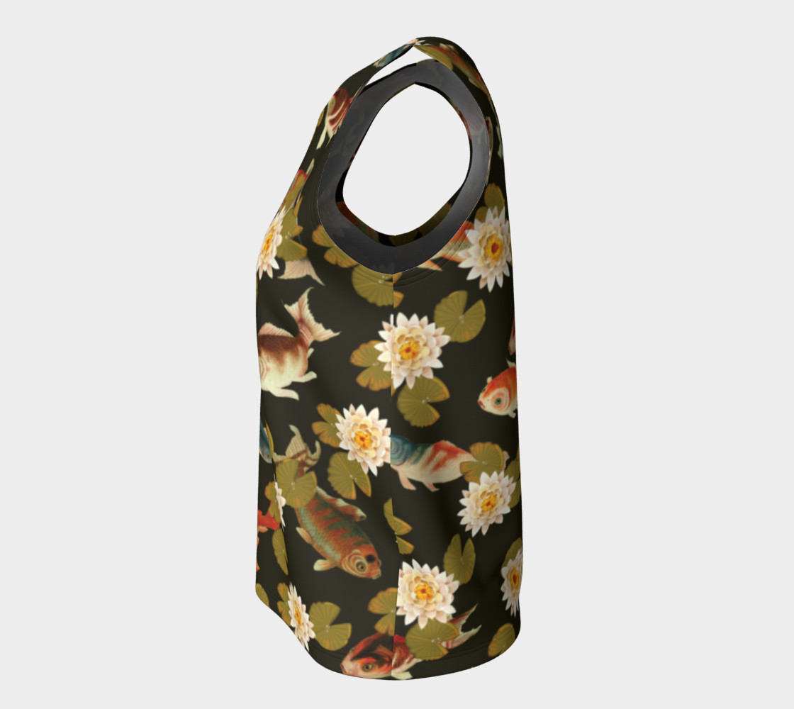 Koi & Lily Pads in Dark Water - Loose Tank Top preview #7