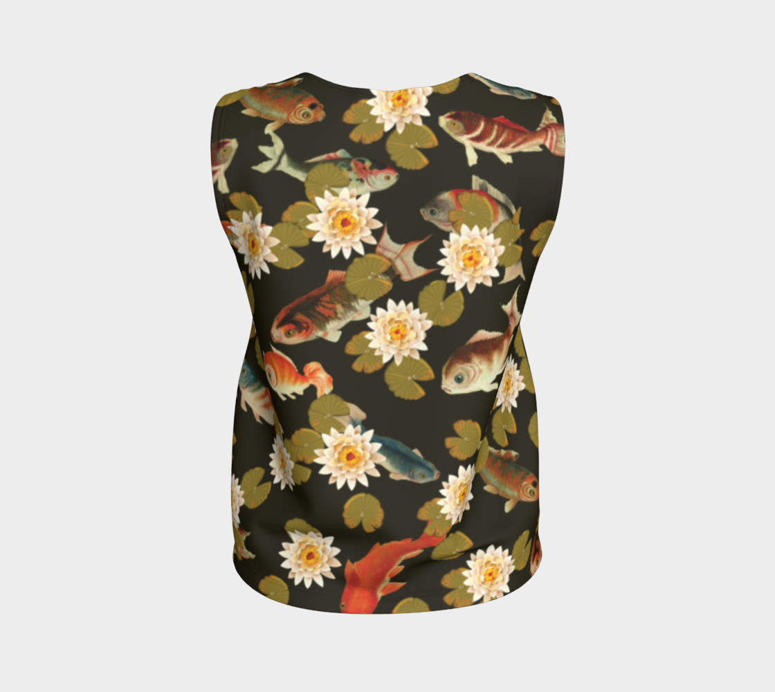 Koi & Lily Pads in Dark Water - Loose Tank Top preview #2