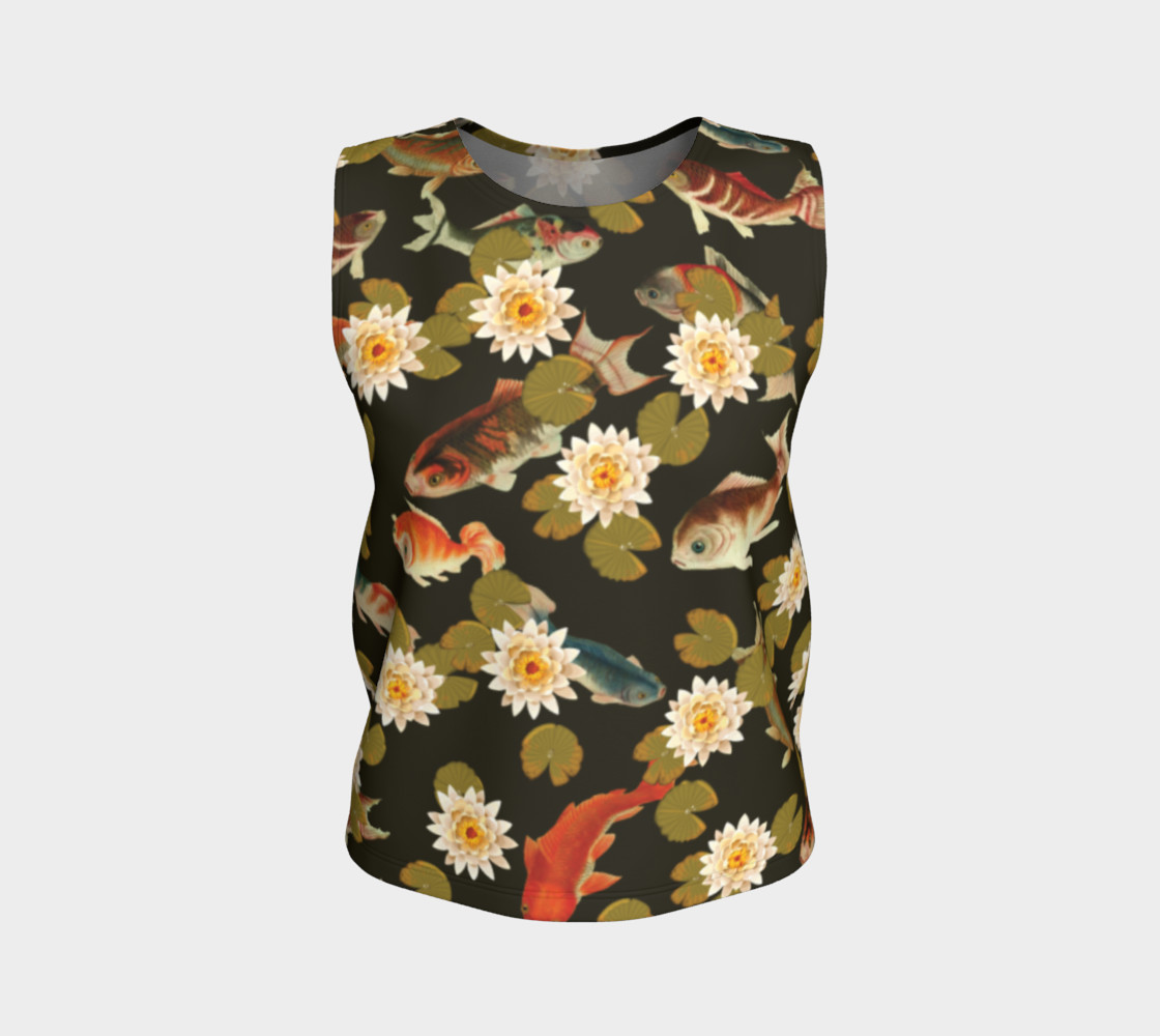 Koi & Lily Pads in Dark Water - Loose Tank Top preview #1