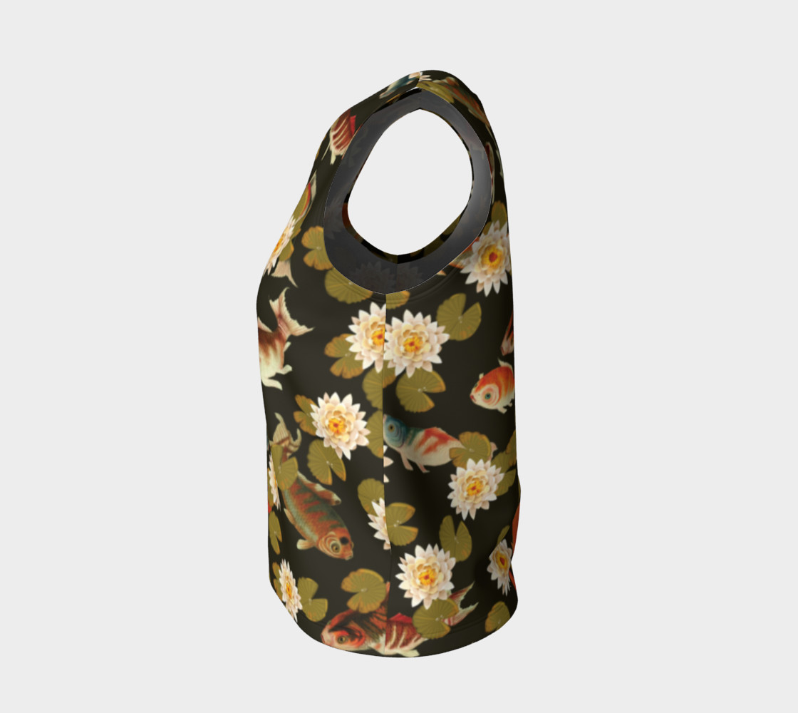 Koi & Lily Pads in Dark Water - Loose Tank Top preview #3