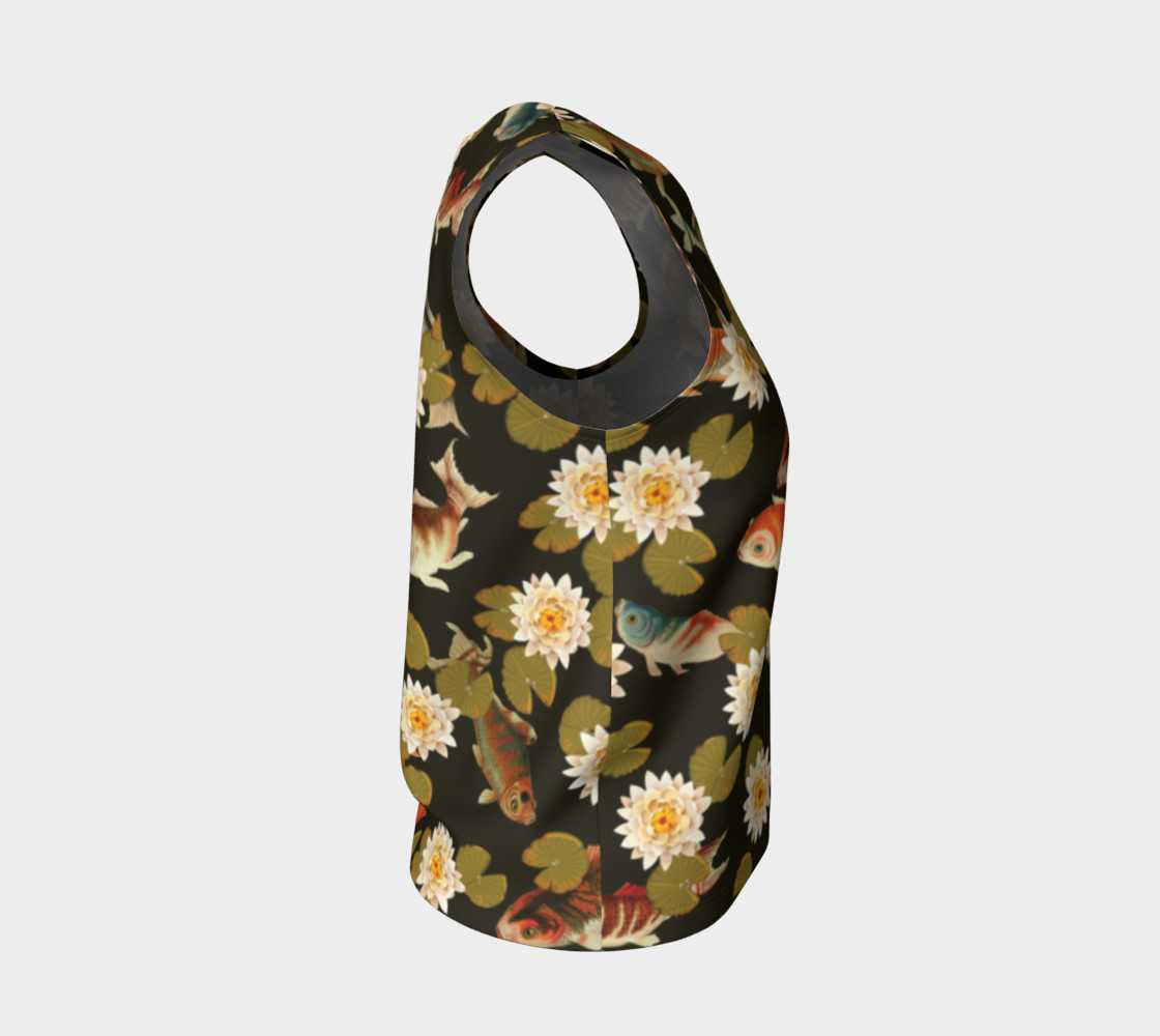 Koi & Lily Pads in Dark Water - Loose Tank Top preview #4