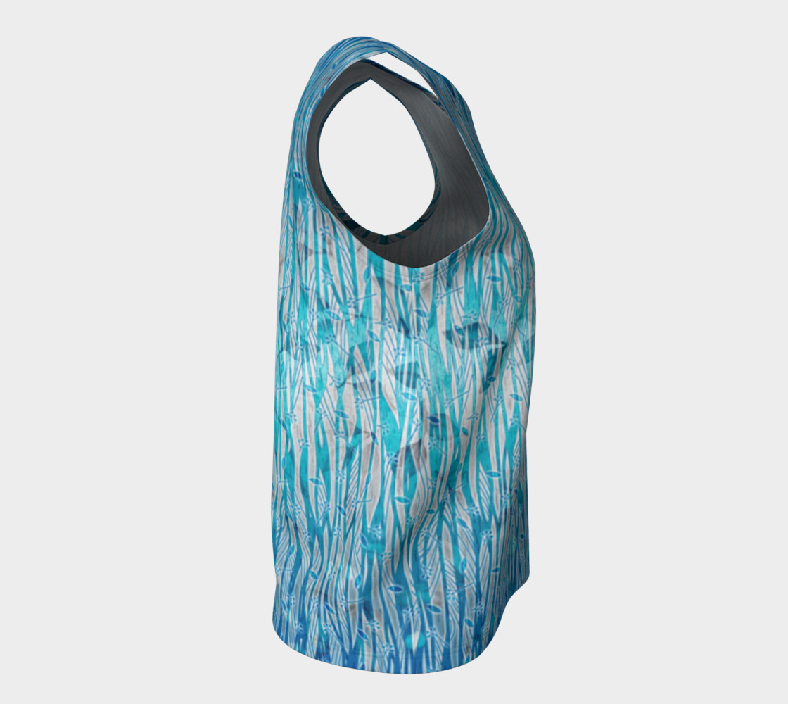 Blue Turquoise Silver Leafy Floral Loose Tank Top preview #8