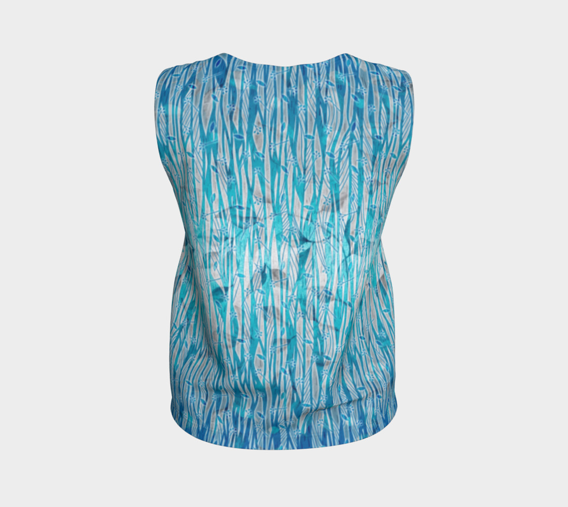 Blue Turquoise Silver Leafy Floral Loose Tank Top preview #2